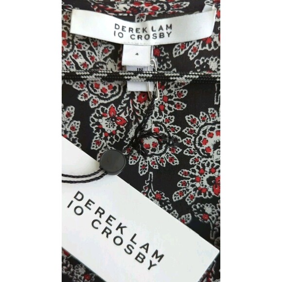 DEREK LAM 10 CROSBY Smocked Silk Floral Print Long Sleeve Mini Dress Sheer NWT 4 - Picture 9 of 11